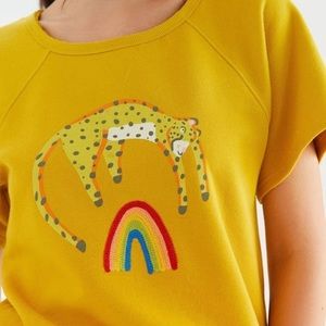 Anthropologie Jarmél by Jarmel Leopard Rainbow Graphic Tee Top Sz M